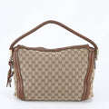 Gucci GG Canvas Bella Bamboo Ribbon Tassel Leather Shoulder Bag Hand