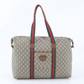 Gucci Vintage GG Plus Sherry Line Leather Boston Bag Tote
