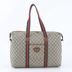 Gucci Vintage GG Plus Sherry Line Leather Boston Bag Tote