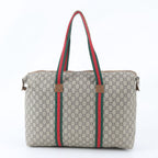 Gucci Vintage GG Plus Sherry Line Leather Boston Bag Tote — view 3