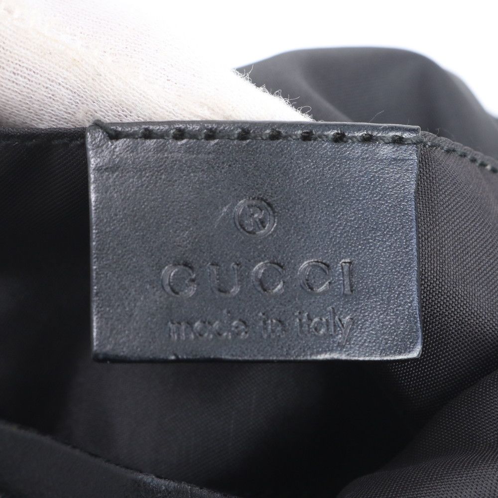 Gucci 000 Leather Canvas Shoulder Bag Hand Black — view 8