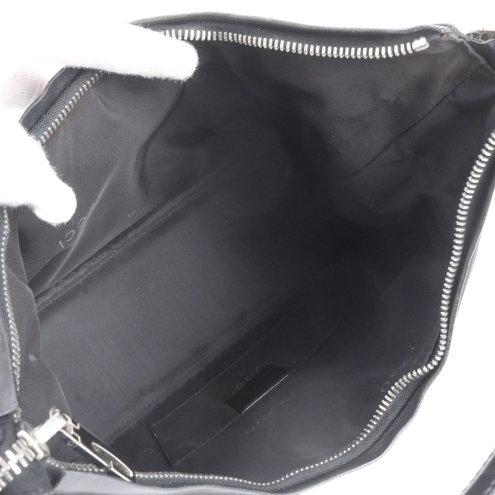 Gucci 000 Leather Canvas Shoulder Bag Hand Black — view 7