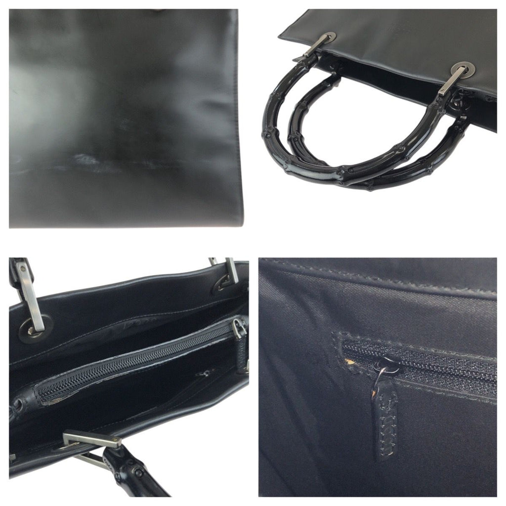 Gucci Bamboo Black Gunmetal Smooth Leather 002 Tote — view 6