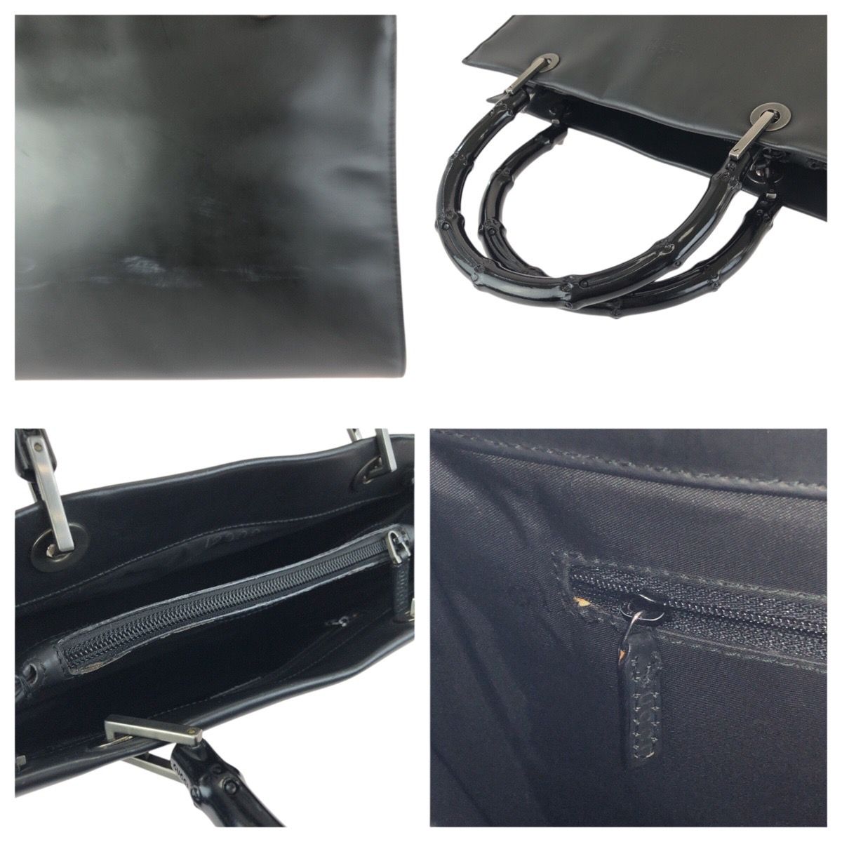 Gucci Bamboo Black Gunmetal Smooth Leather 002 Tote — view 6