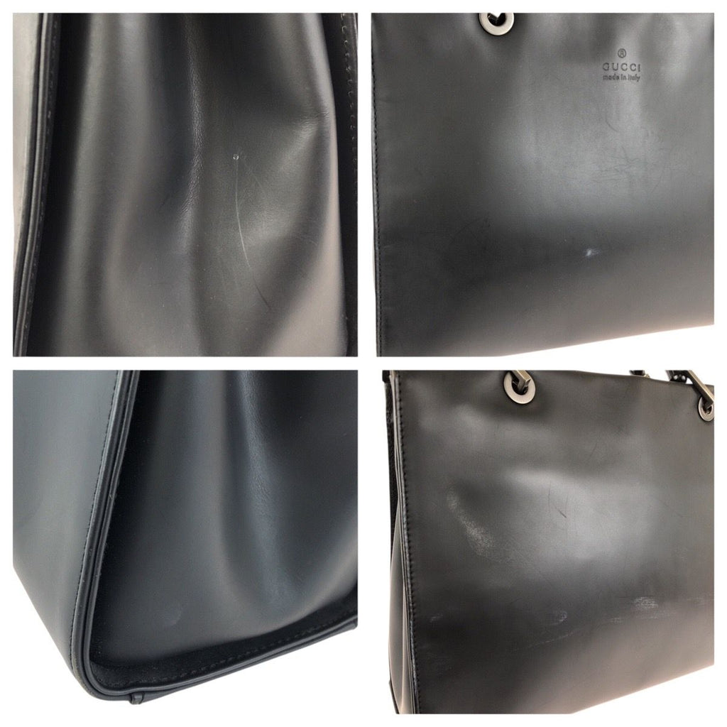 Gucci Bamboo Black Gunmetal Smooth Leather 002 Tote — view 5