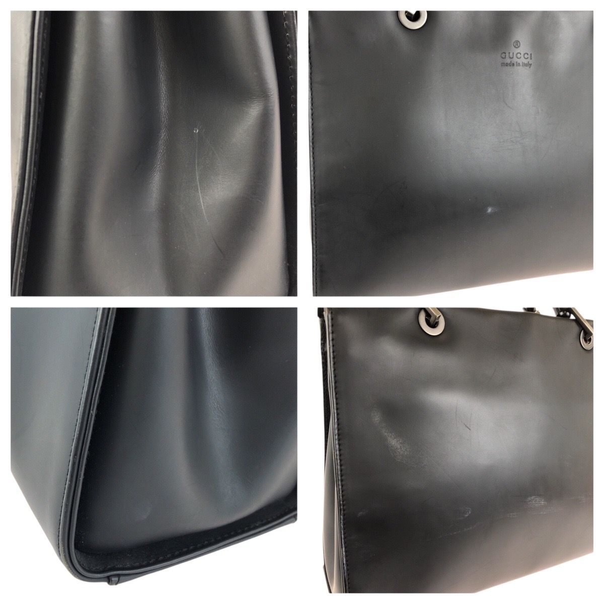 Gucci Bamboo Black Gunmetal Smooth Leather 002 Tote — view 5