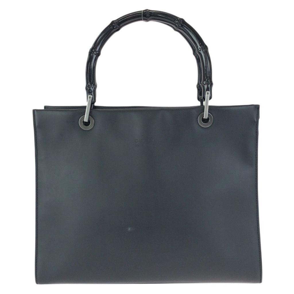 Gucci Bamboo Black Gunmetal Smooth Leather 002 Tote