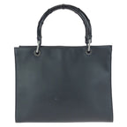 Gucci Bamboo Black Gunmetal Smooth Leather 002 Tote