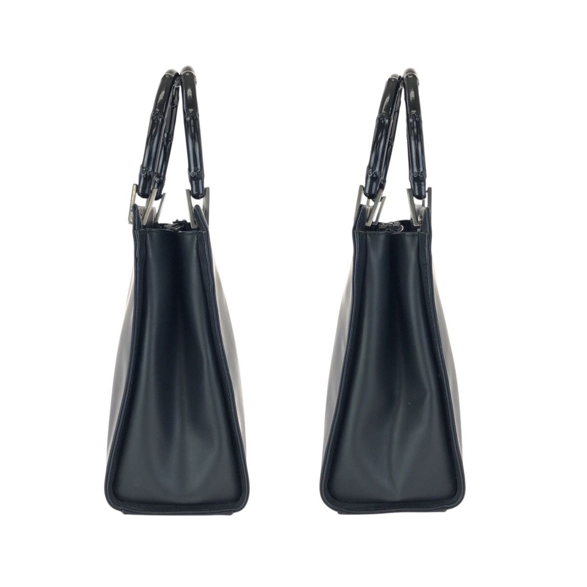Gucci Bamboo Black Gunmetal Smooth Leather 002 Tote — view 8