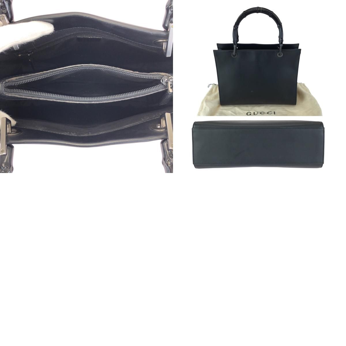 Gucci Bamboo Black Gunmetal Smooth Leather 002 Tote — view 9