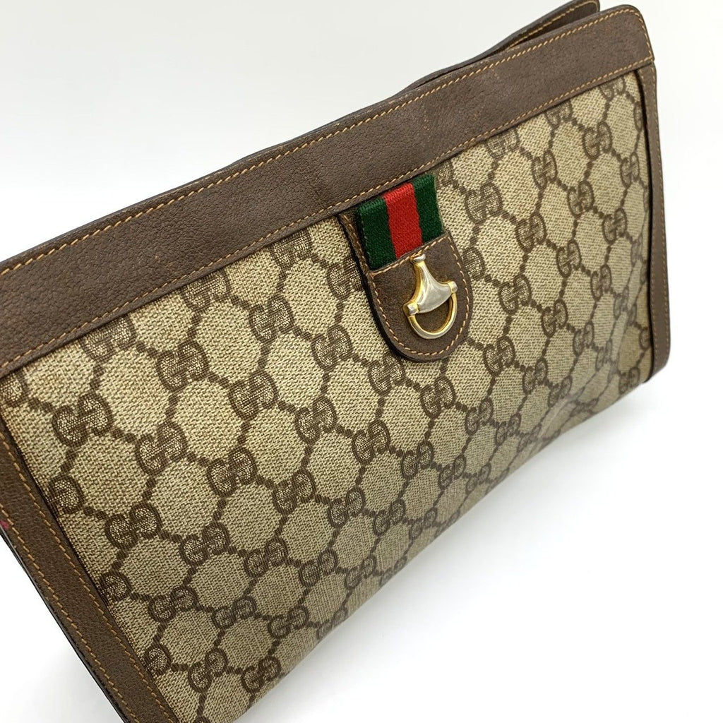 Gucci 014 56 Clutch GG Supreme Canvas Vintage Brown — view 2