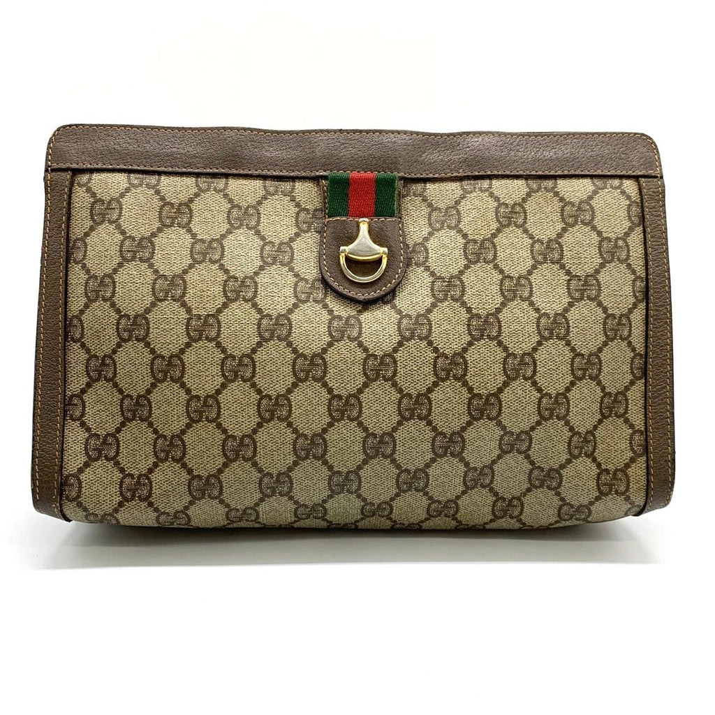 Gucci 014 56 Clutch GG Supreme Canvas Vintage Brown