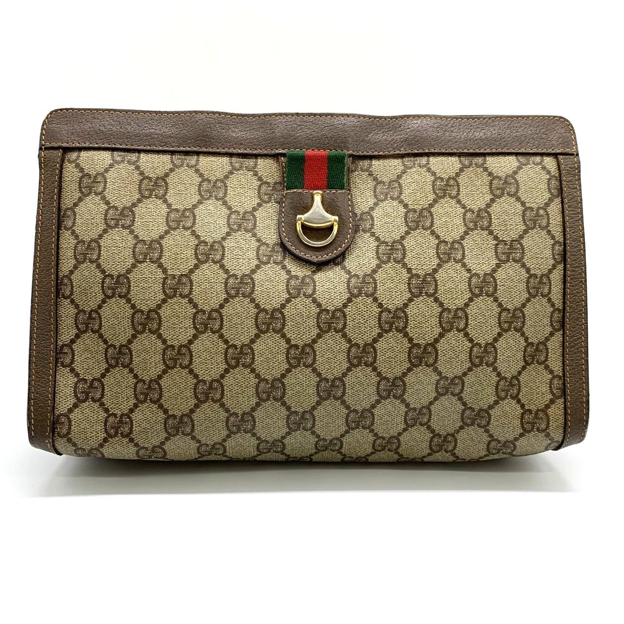 Gucci 014 56 Clutch GG Supreme Canvas Vintage Brown