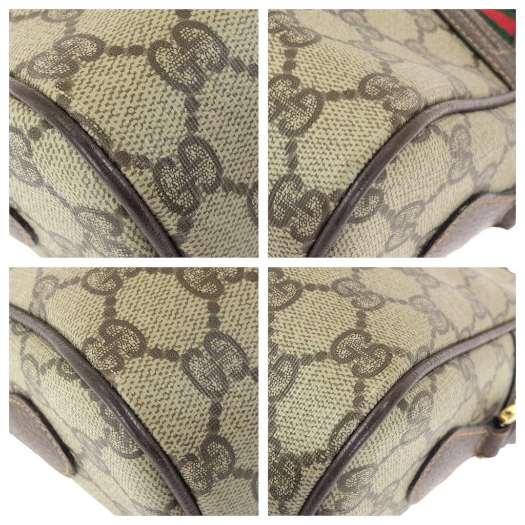 Gucci Vintage Sherry Line Beige Gold GG Supreme Canvas Shoulder — view 3