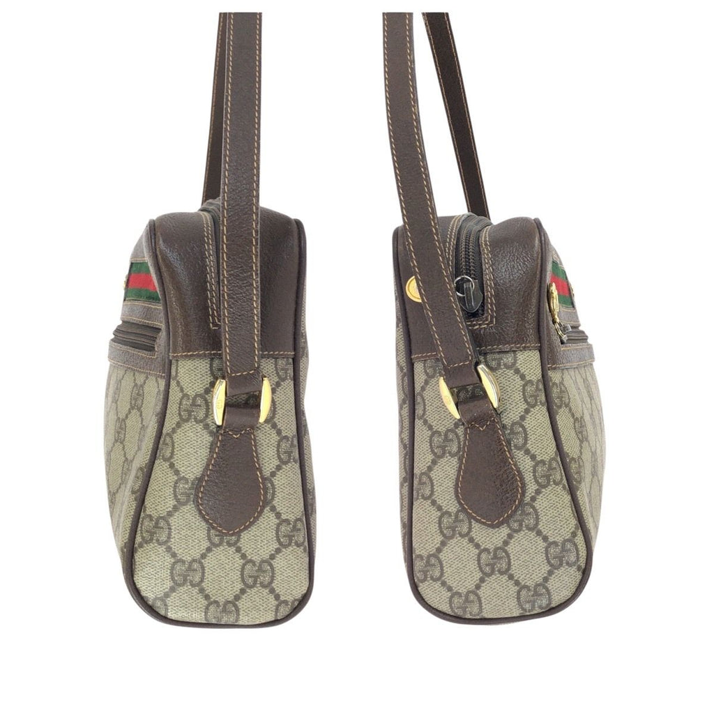 Gucci Vintage Sherry Line Beige Gold GG Supreme Canvas Shoulder — view 8