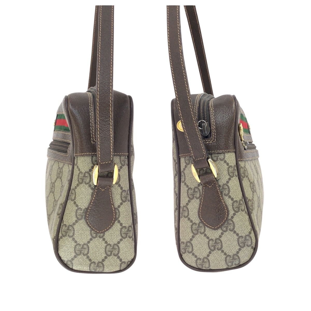 Gucci Vintage Sherry Line Beige Gold GG Supreme Canvas Shoulder — view 8