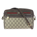 Gucci Vintage Sherry Line Beige Gold GG Supreme Canvas Shoulder