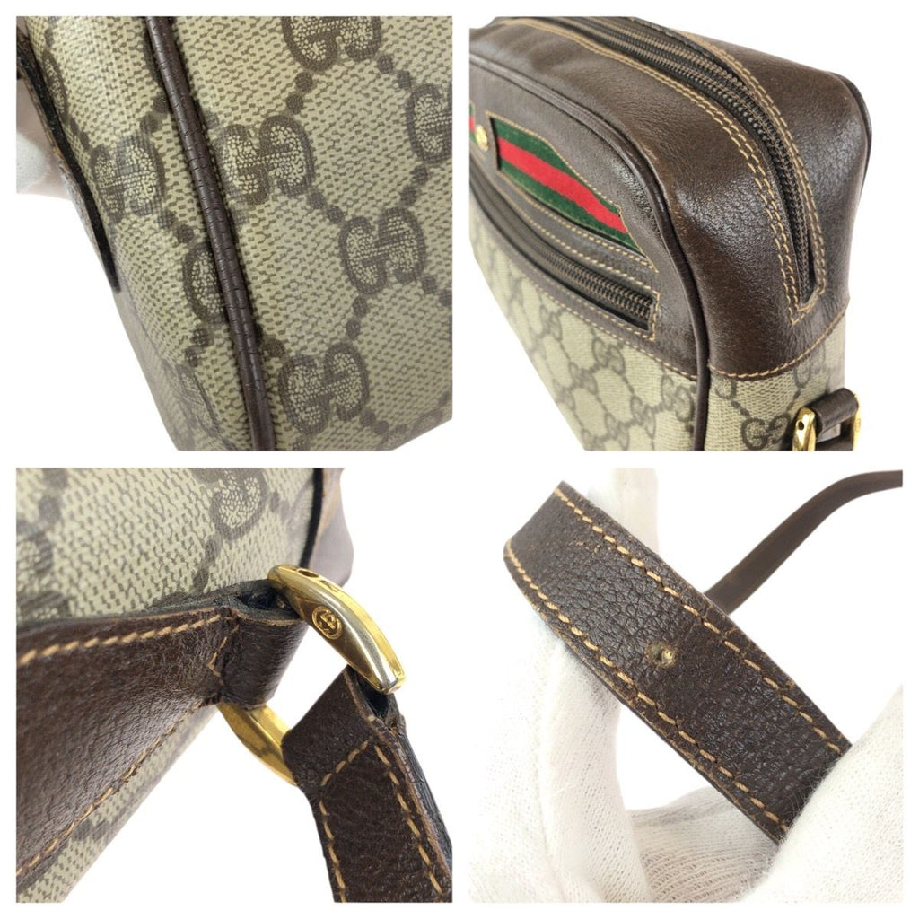 Gucci Vintage Sherry Line Beige Gold GG Supreme Canvas Shoulder — view 5
