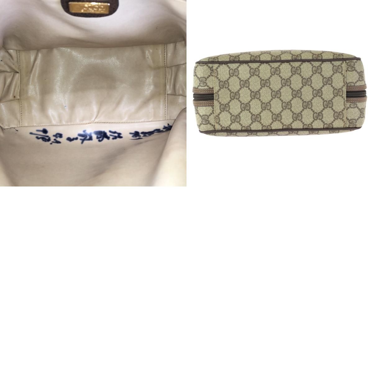 Gucci Vintage Beige Brown Gold GG Supreme Canvas 000 58 Handbag — view 9