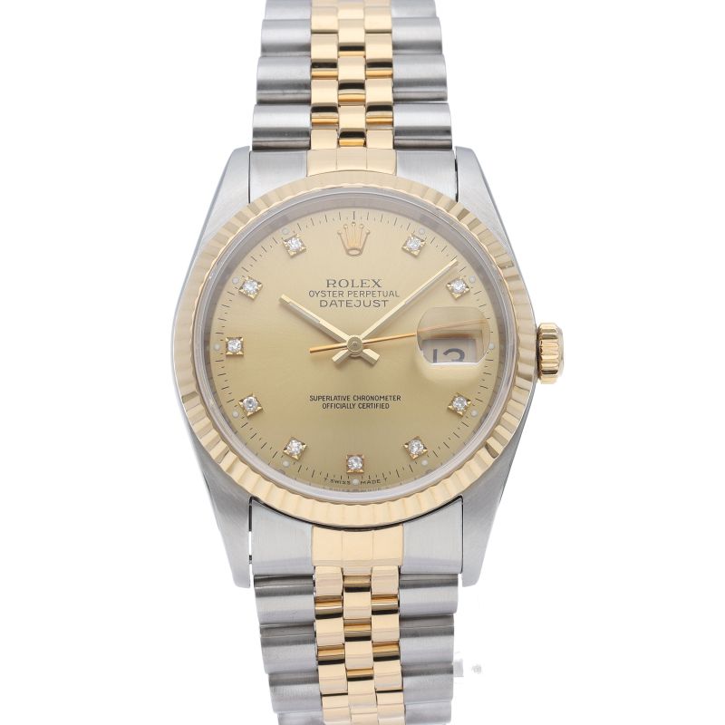 Rolex Datejust Watch Diamond OH Finished Box 18k Yellow Gold SS — view 2