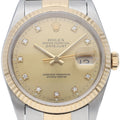 Rolex Datejust Watch Diamond OH Finished Box 18k Yellow Gold SS