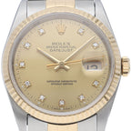 Rolex Datejust Watch Diamond OH Finished Box 18k Yellow Gold SS
