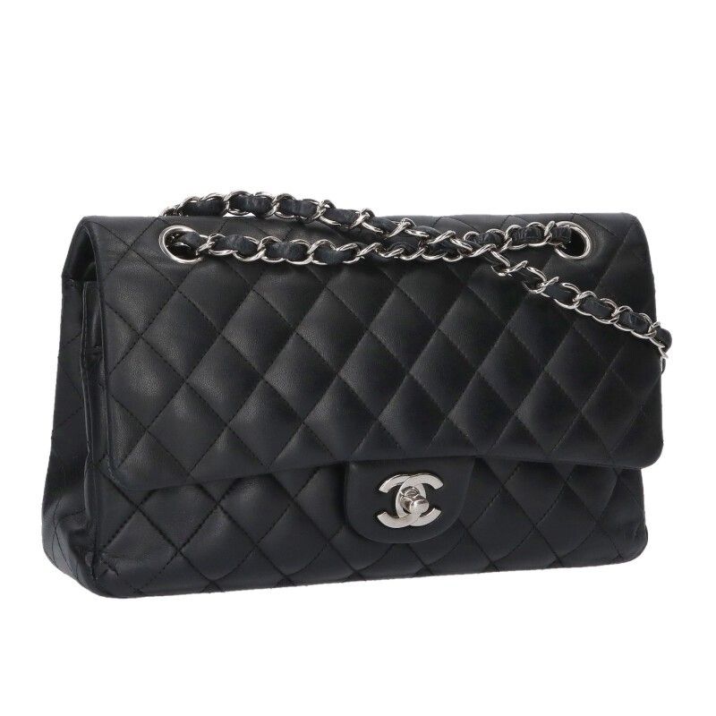 Chanel Quilted 25 Lambskin Double Flap Chain Leather Shoulder Bag 25