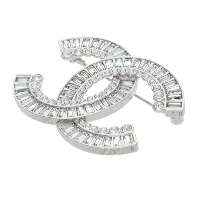 Chanel Rhinestone Decorative CC Logo Brooch — view 4