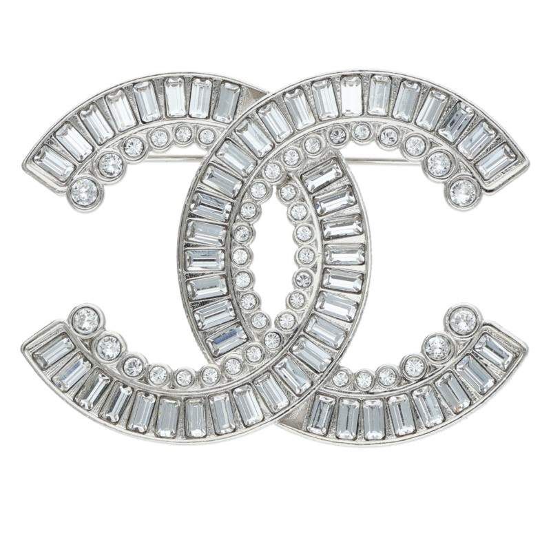 Chanel Rhinestone Decorative CC Logo Brooch