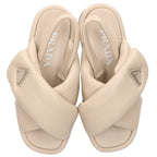 Prada Triangle Plate Padded Nappa Leather Sandals — view 5
