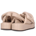 Prada Triangle Plate Padded Nappa Leather Sandals — view 3