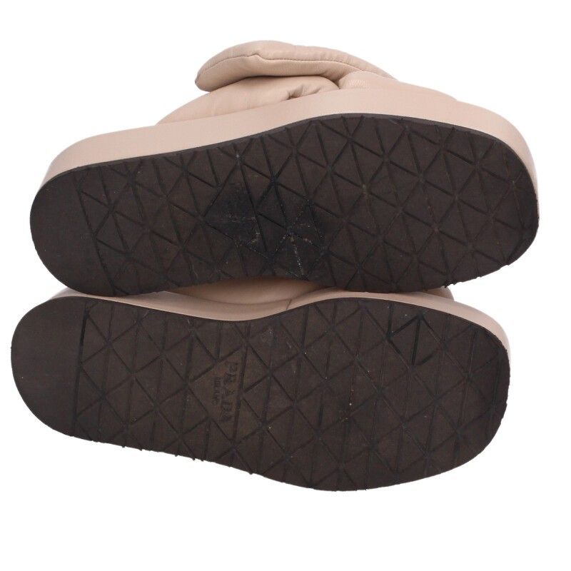 Prada Triangle Plate Padded Nappa Leather Sandals — view 4