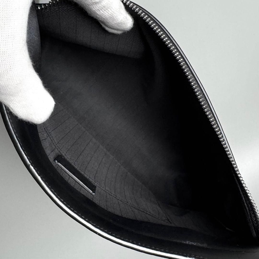 Loewe T Pouch Anagram Clutch Black Satin Cafe — view 3