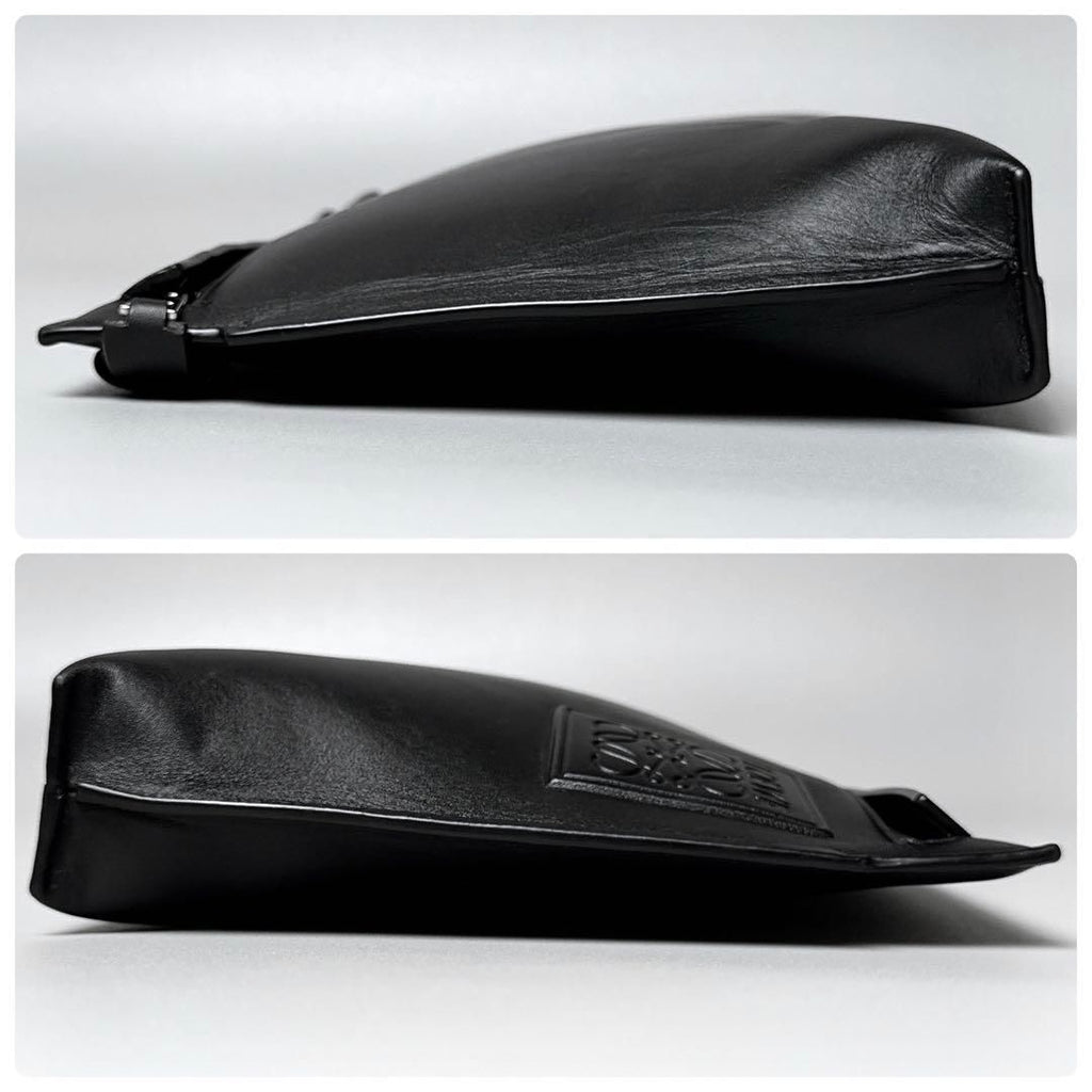 Loewe T Pouch Anagram Clutch Black Satin Cafe — view 4