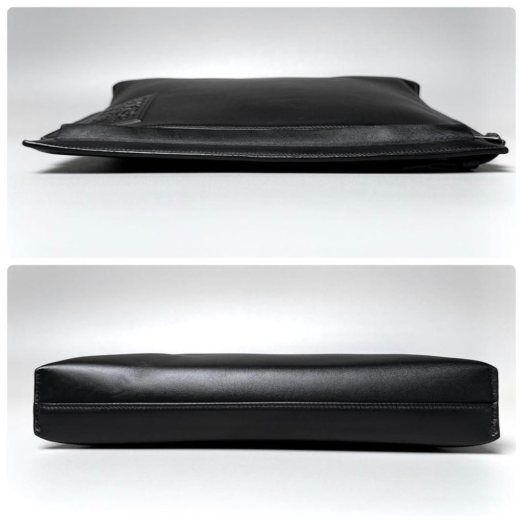Loewe T Pouch Anagram Clutch Black Satin Cafe — view 5