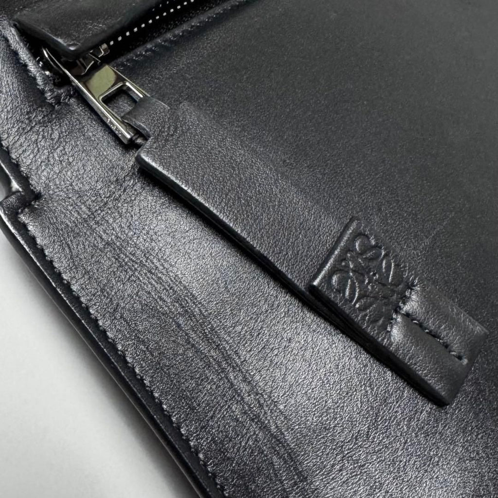 Loewe T Pouch Anagram Clutch Black Satin Cafe — view 8