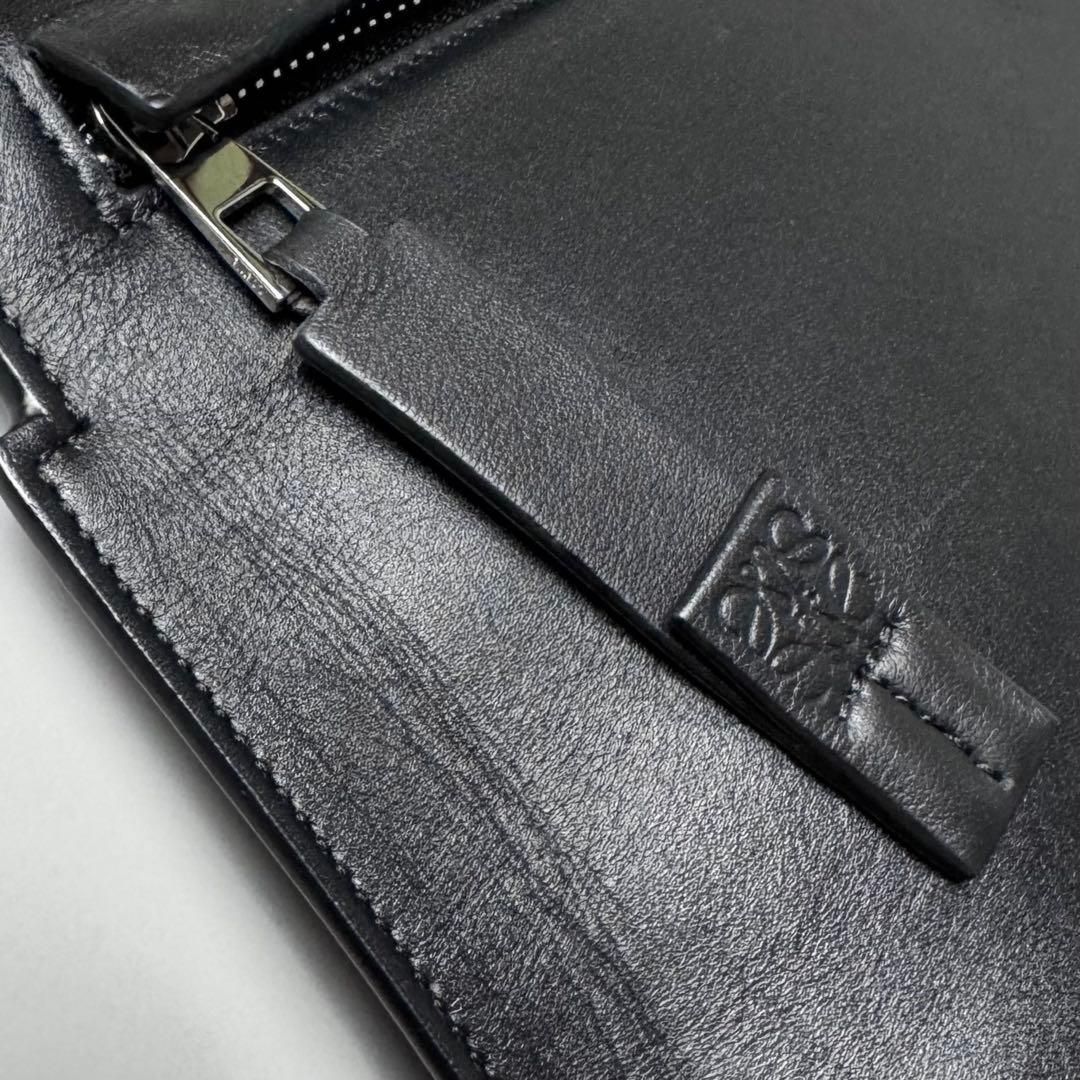 Loewe T Pouch Anagram Clutch Black Satin Cafe — view 8