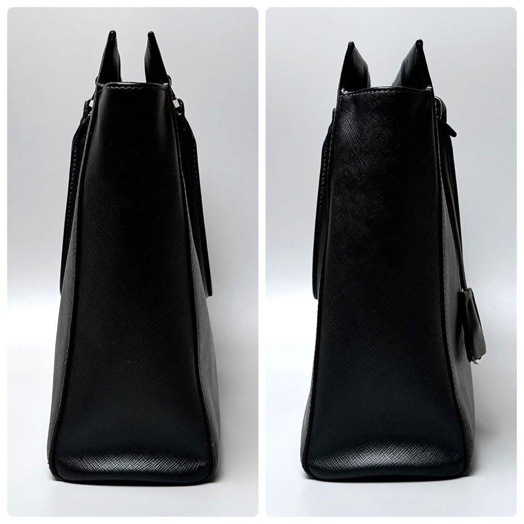 Prada Saffiano Triangle Logo Tote Black — view 4