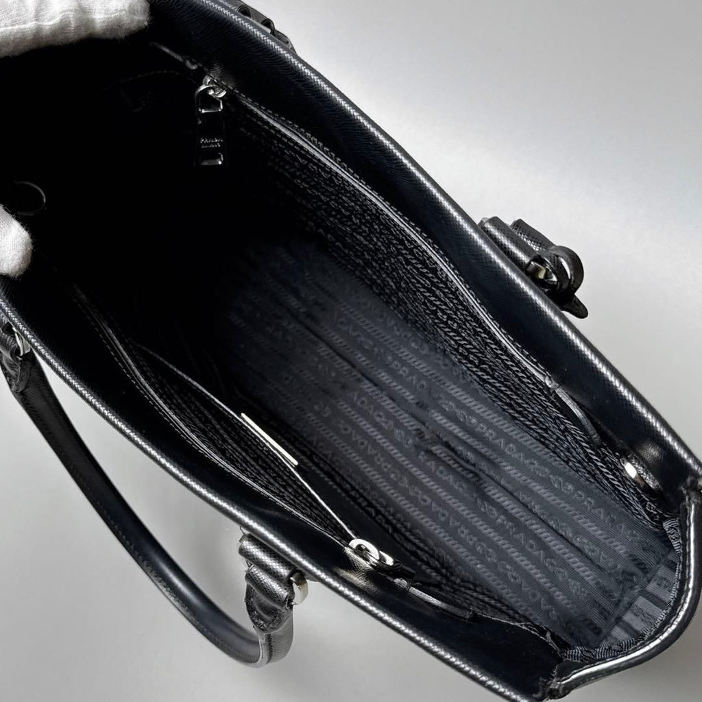 Prada Saffiano Triangle Logo Tote Black — view 3
