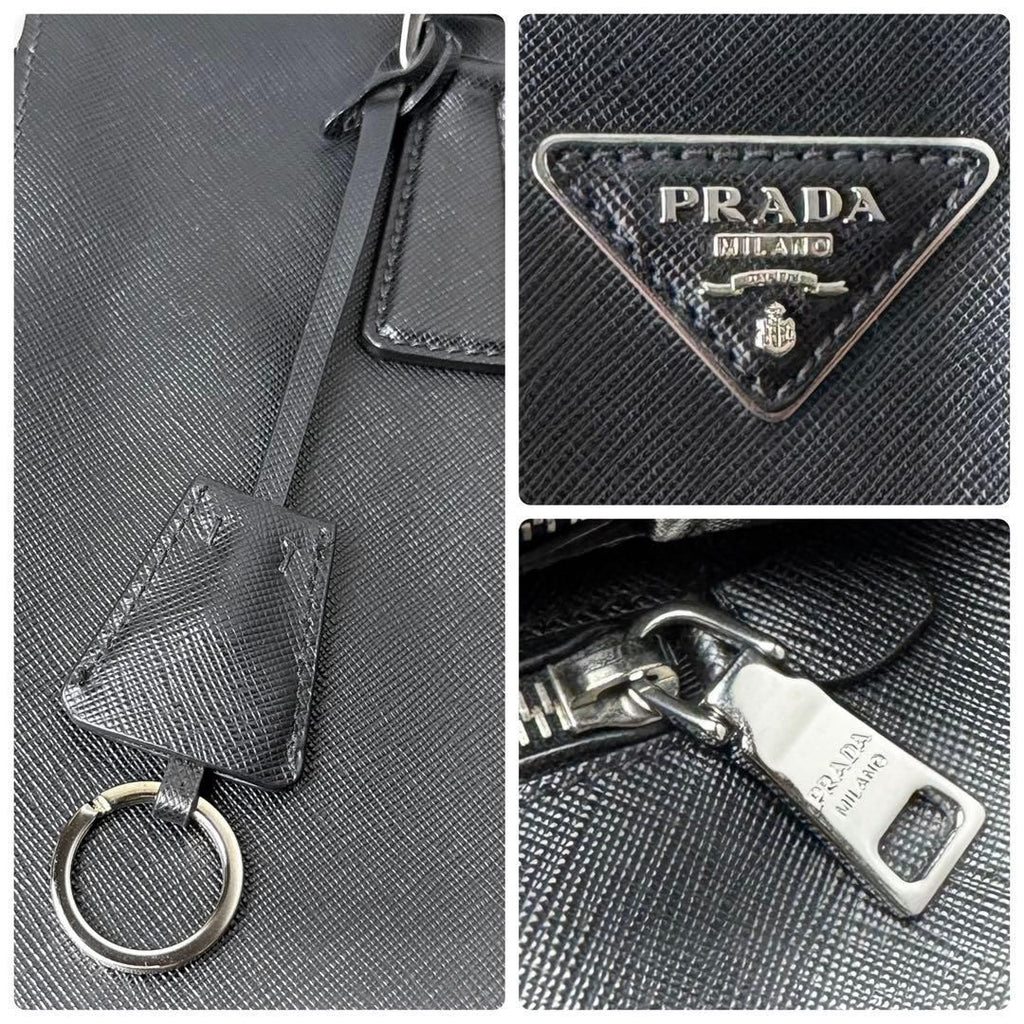 Prada Saffiano Triangle Logo Tote Black — view 8