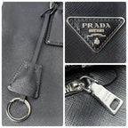 Prada Saffiano Triangle Logo Tote Black — view 8