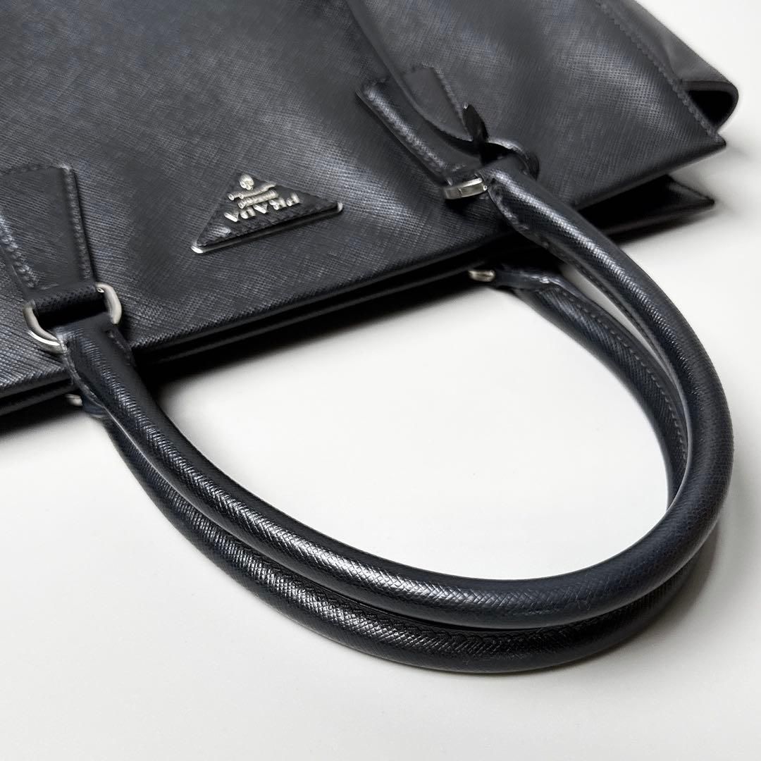 Prada Saffiano Triangle Logo Tote Black — view 9