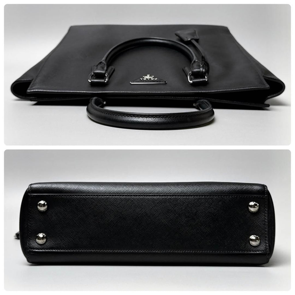 Prada Saffiano Triangle Logo Tote Black — view 5