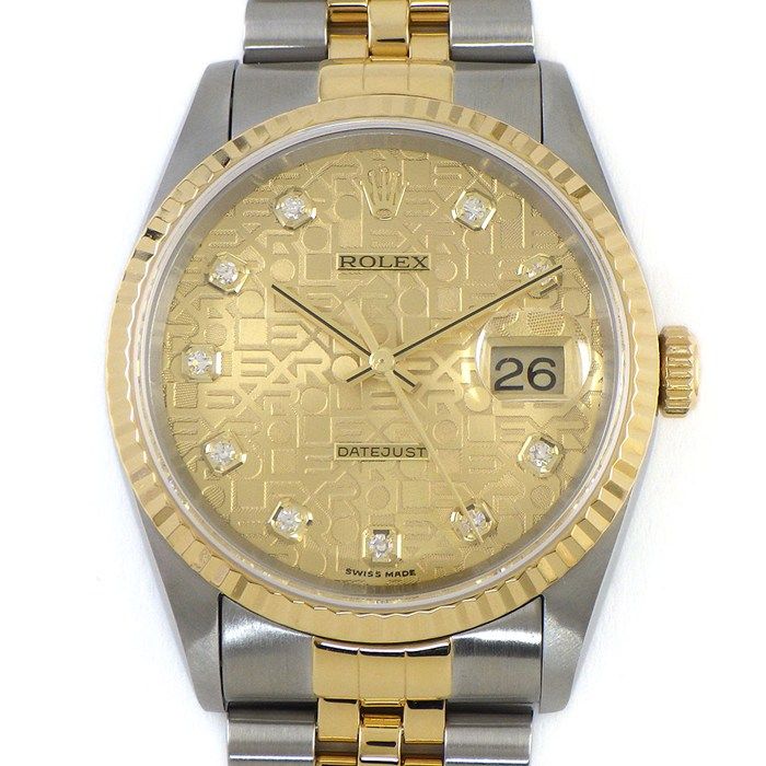 Rolex Watch Datejust P Number 10 Points Diamond Index Champagne Color Computer