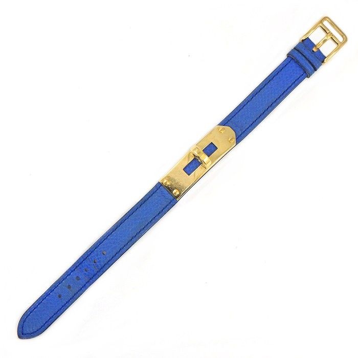 Hermes Kelly Watch Cadena Rock Motif White Dial Blue Cowhide Quartz Analog — view 3