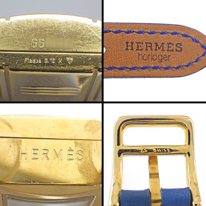Hermes Kelly Watch Cadena Rock Motif White Dial Blue Cowhide Quartz Analog — view 5