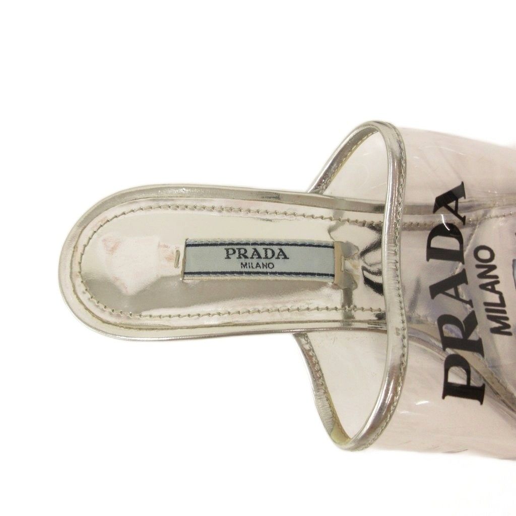 Prada Mules Triangle Logo Pointed Toe 36 Clear Silver Color TQ — view 8