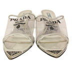 Prada Mules Triangle Logo Pointed Toe 36 Clear Silver Color TQ — view 4