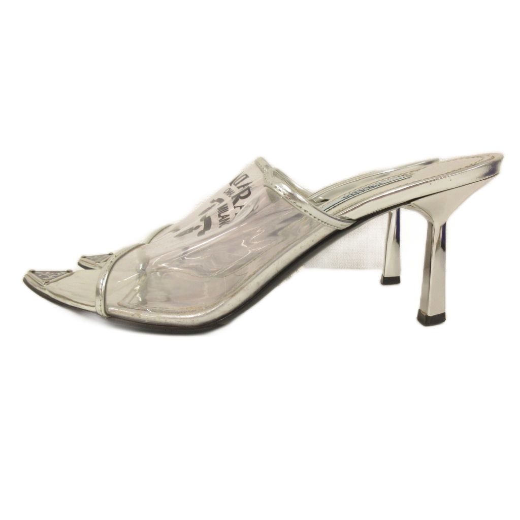Prada Mules Triangle Logo Pointed Toe 36 Clear Silver Color TQ — view 2
