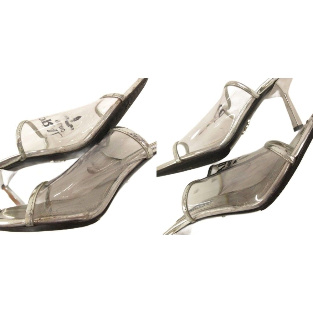 Prada Mules Triangle Logo Pointed Toe 36 Clear Silver Color TQ — view 9